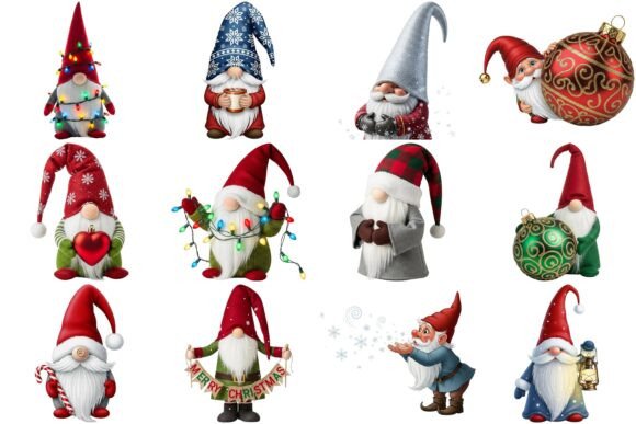 71 Christmas Gnome Clipart Bundle for Illustrations