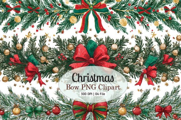 Christmas Bow PNG Clipart Sublimation