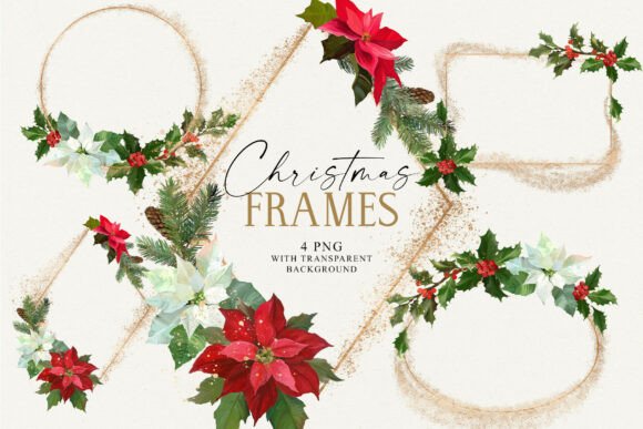 Christmas Flowers Frames Illustrations