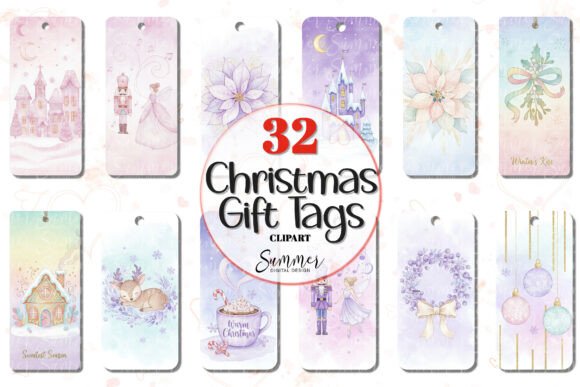 Christmas Gift Tags Clipart Bundle for Illustrations and Blog Graphics