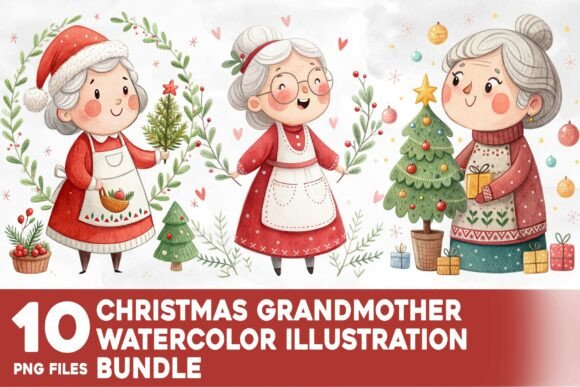 Christmas Grandmother Watercolor Bundle Review