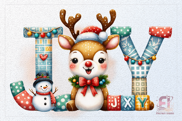 Christmas JOY with Cute Deer Snowman Illustrations