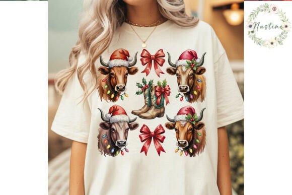 Country Christmas Longhorn PNG Clipart Review for Branding and Illustrations