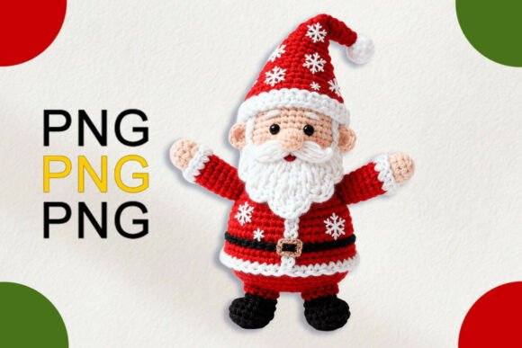 Crochet Faux Yarn Christmas Santa PNG Review