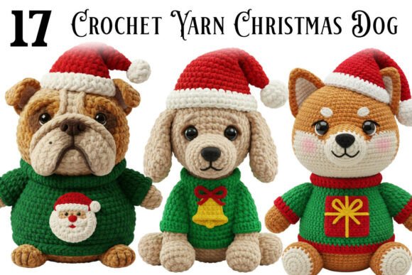 Crochet Yarn Christmas Dog Bundle Png Illustrations Review