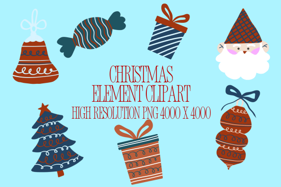 Cute Christmas Element Clipart Bundle for Illustrations