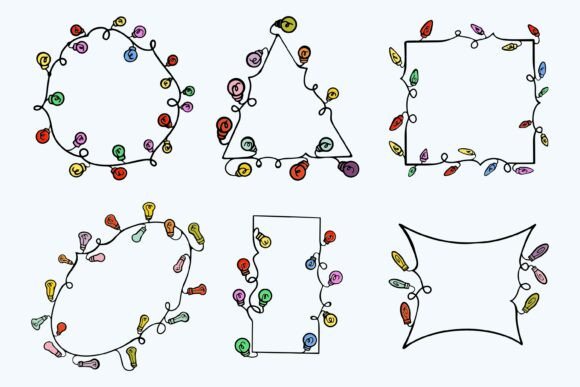 Cute Doodle Christmas Light Frames Bundl Review: Illustrations for Holiday Branding