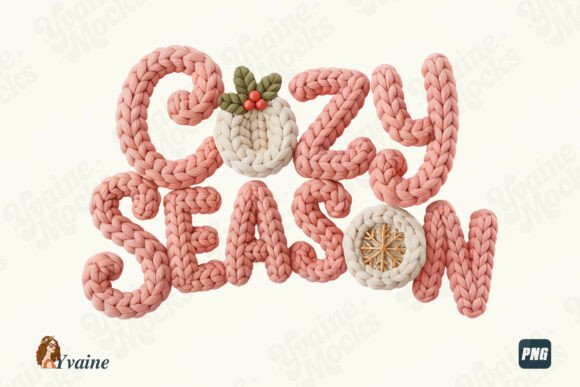 Faux Yarn Christmas Cozy Season Pink PNG: A Designer’s Take on Seasonal Illustrations