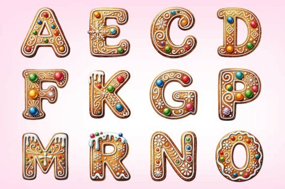 Gingerbread Christmas Alphabet Bundles for Illustrations and Blog Graphics