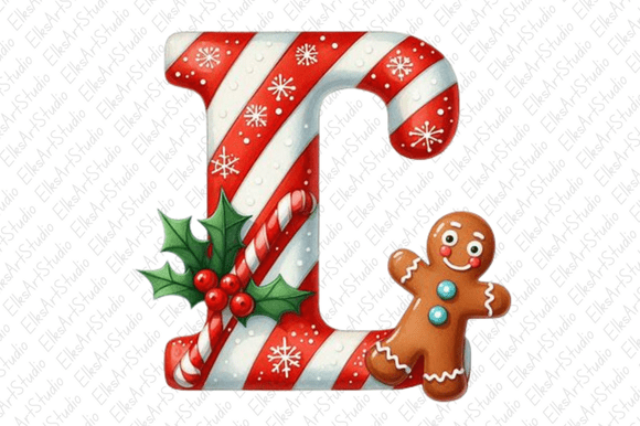 Gingerbread Christmas Alphabet PNG for Illustrations