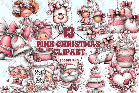 Pink Christmas Clipart PNG for Illustrations and Crafts