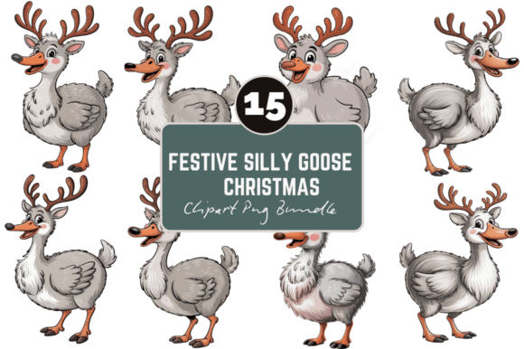 Silly Goose Christmas Clipart PNG Bundle