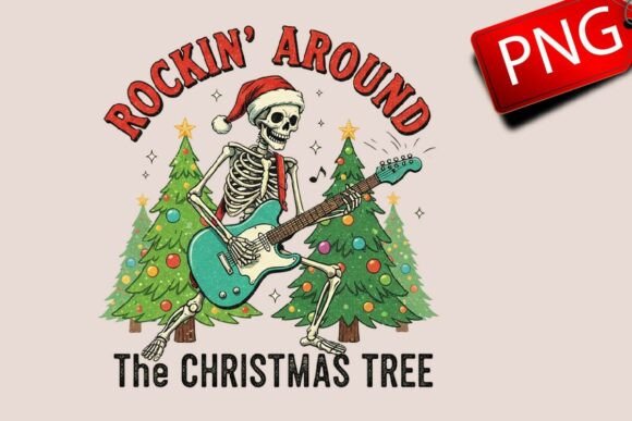 Skeleton Rockin Christmas Sublimation: A Publisher’s Take on Holiday Illustrations