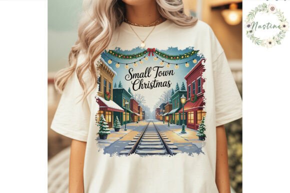 Small Town Christmas Digital Art and Illustrations for Blog Design