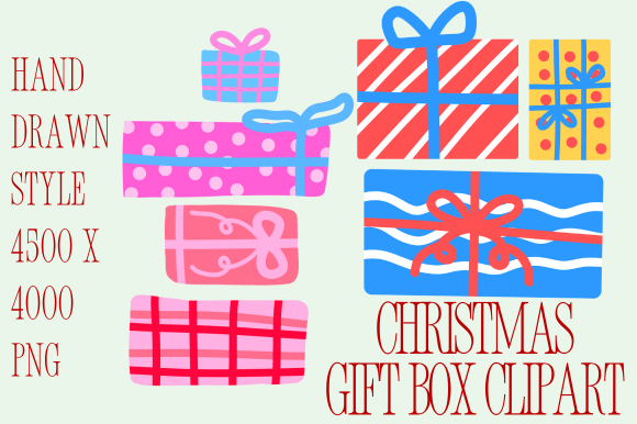 Vibrant Gift Box Christmas Clipart PNG for Illustrations