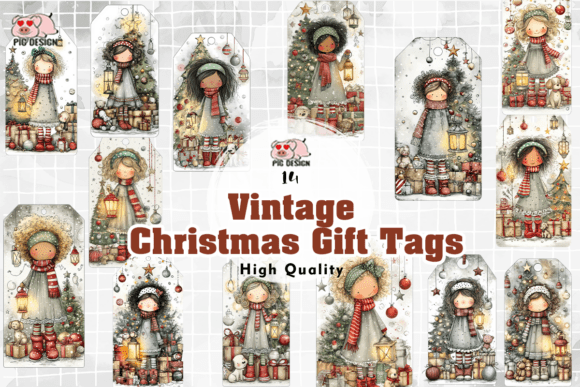 Vintage Christmas Gift Tags PNG Illustrations Review