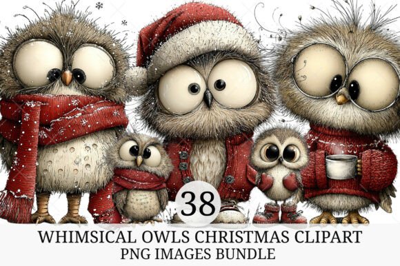 Whimsical Owls Christmas Clipart Review